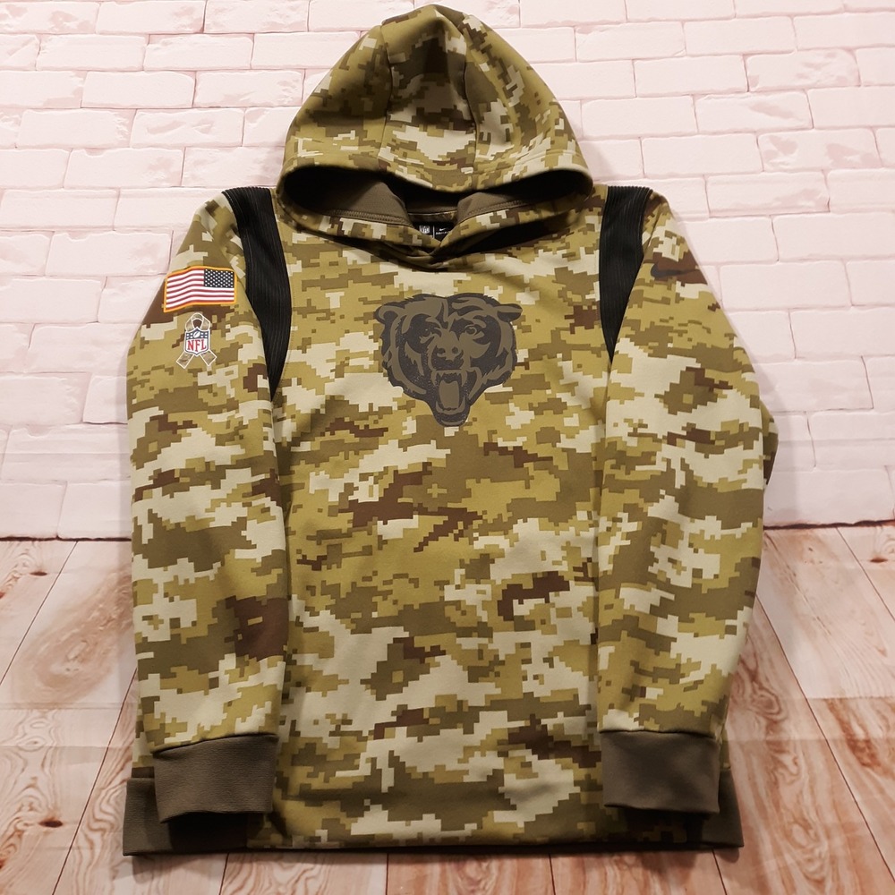 Nike Chicago Bears NFL Football Hoodie Pullover Kids L Camo Salute To Service